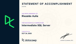 #16,374,466
Riezaldo Aulia
Intermediate SQL Server
OCT 24, 2020
 