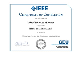 IEEE Editorial Certificate