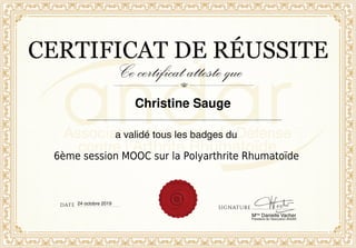 Certificat Polyarthrite Rumatoïde