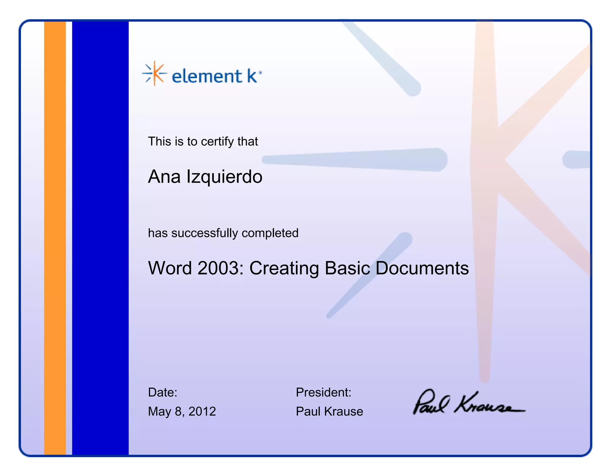 Certificate word 2003 creating basic documents | PDF