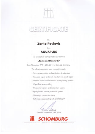 Certificate   zarko pavlovic