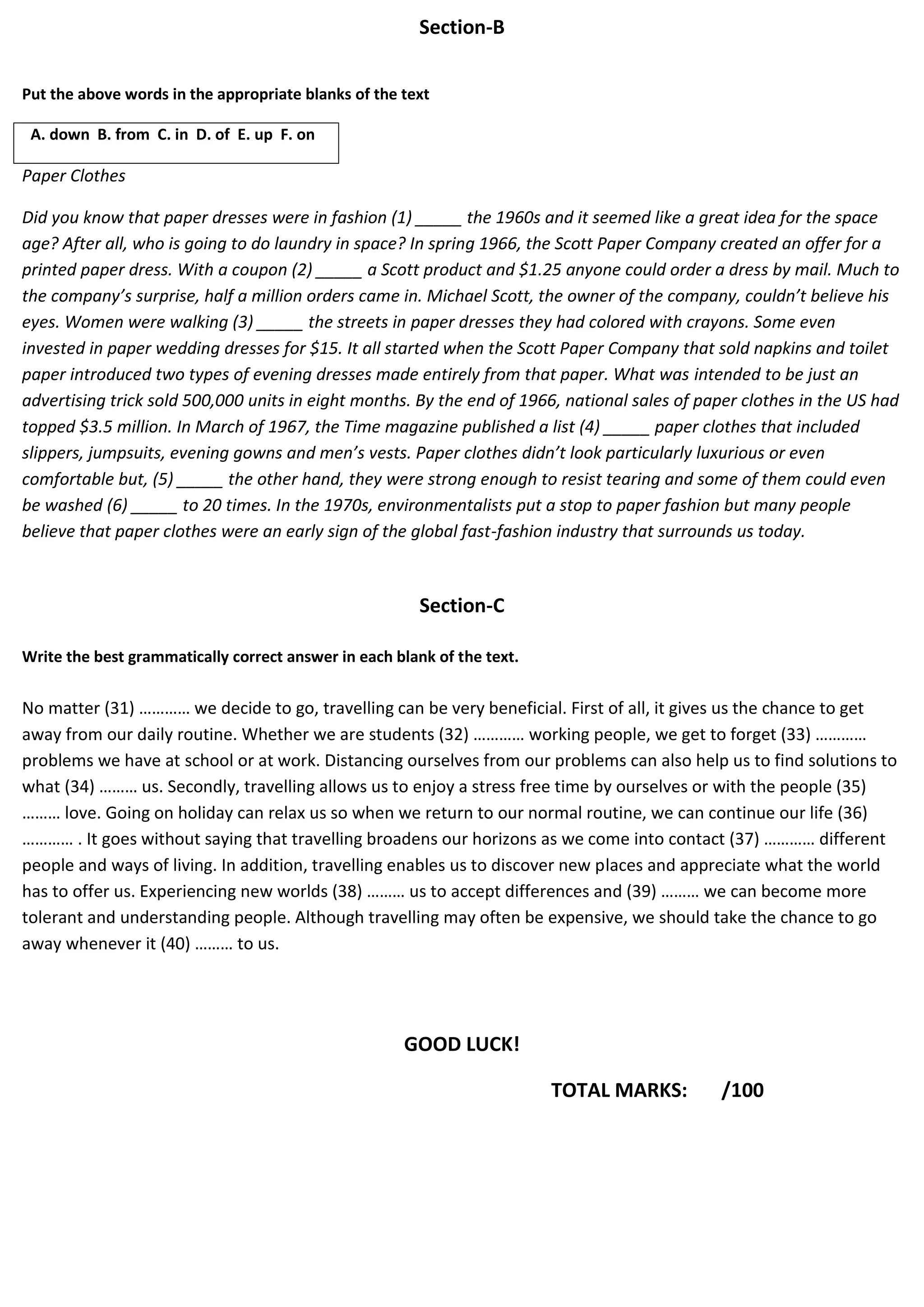 Grammar Test B2 Level Docx