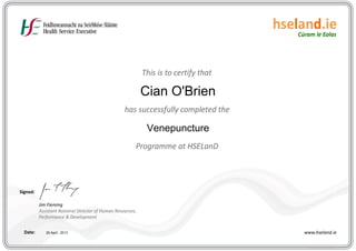 Cian O'Brien
Venepuncture

29 April , 2013

 