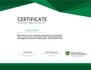 Certificate 45001 ASSP