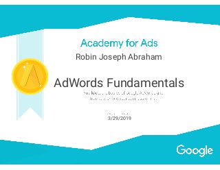 Google AdWords Fundamentals Certification | PPT