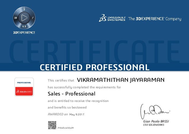certificate for solidworks certificate for solidworks