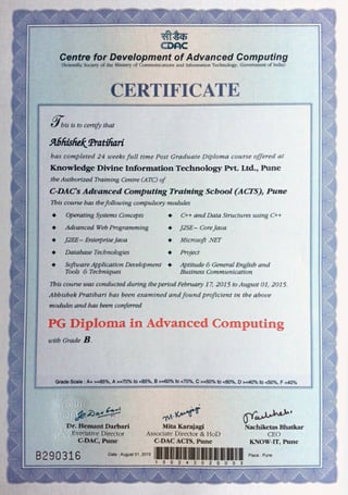 Certificate cdac