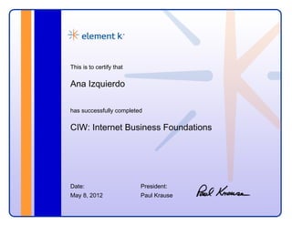 Certificate Ciw Internet Business Foundations