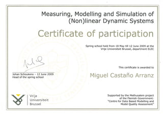 Certificate course non linearsystems