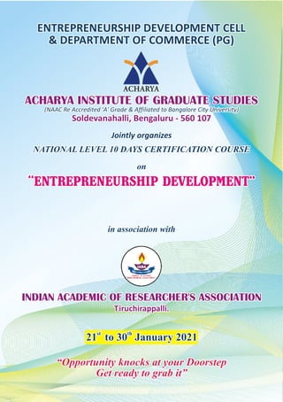 Certificate course on edp invitation