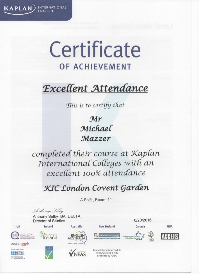 certificate of excellent