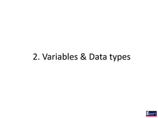 2. Variables & Data types
 