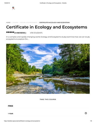 Certificate in Ecology and Ecosystems - Edukite | PDF