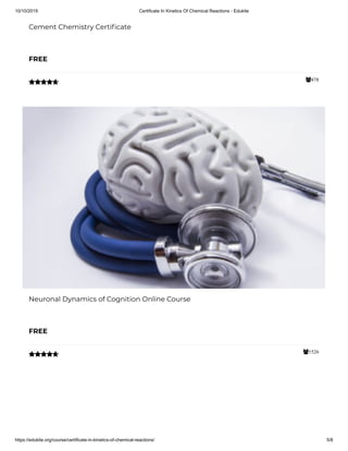 Certificate In Kinetics Of Chemical Reactions - Edukite | PDF