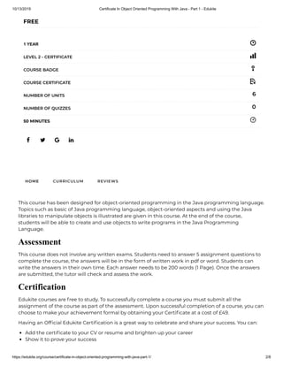 Certificate in object oriented programming with java part 1 - edukite | PDF