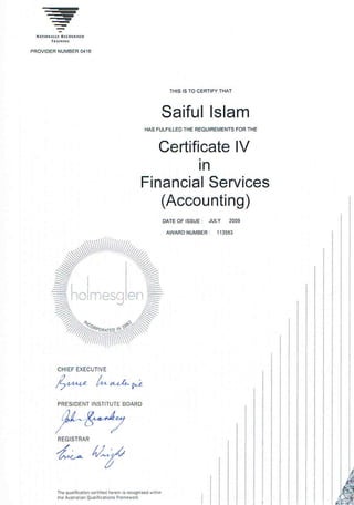 Certificate iv in_financial_services