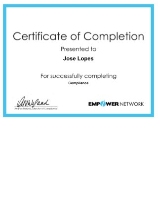 Certificate of Completion - Compliance by Empower Network