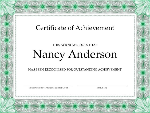 Certificate of achievement
