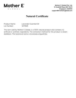 Certificate of Analysis Lavender | PDF