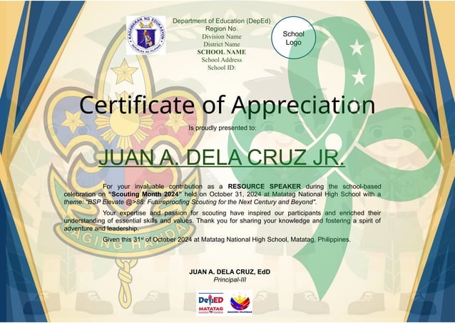 CERTIFICATE OF APPRECIATION FOR BSP AND GSP | PPTX