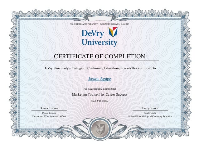 certificate in marketing yourself in career success success certificates
