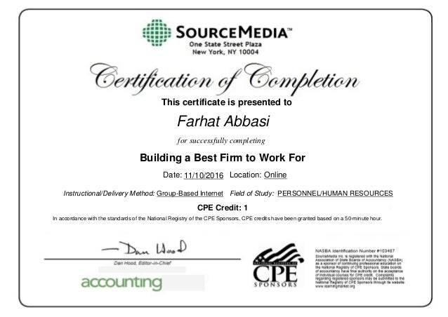 certificate of completion building a best firm to work for certificate of completion of