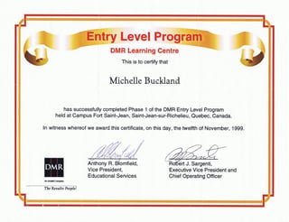Certificate of Completion: Management Consulting Training Program