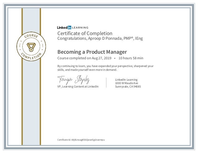 Certificate Ofcompletion Becoming A Product Manager
