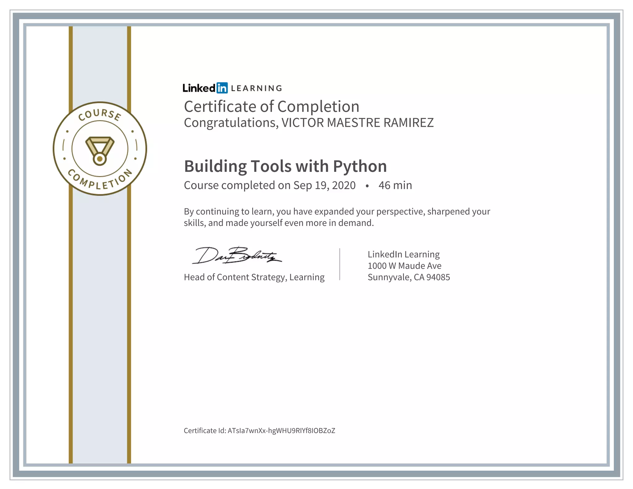 Certificate for Building Tools with Python | PPT