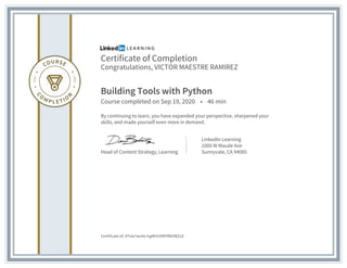 Certificate for Building Tools with Python | PPT