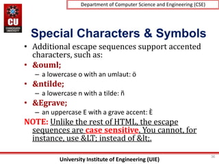 University Institute of Engineering (UIE)
Department of Computer Science and Engineering (CSE)
Special Characters & Symbol...