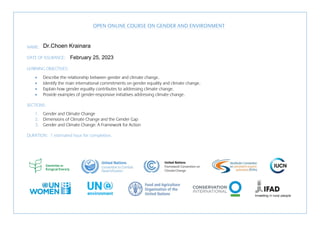 Certificate of Participation in Gender and Climate Change