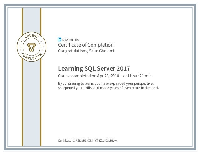 Linkedin Learning - Learning SQL Server 2017