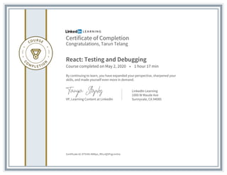 Certificate ofcompletion react_ testing and debugging