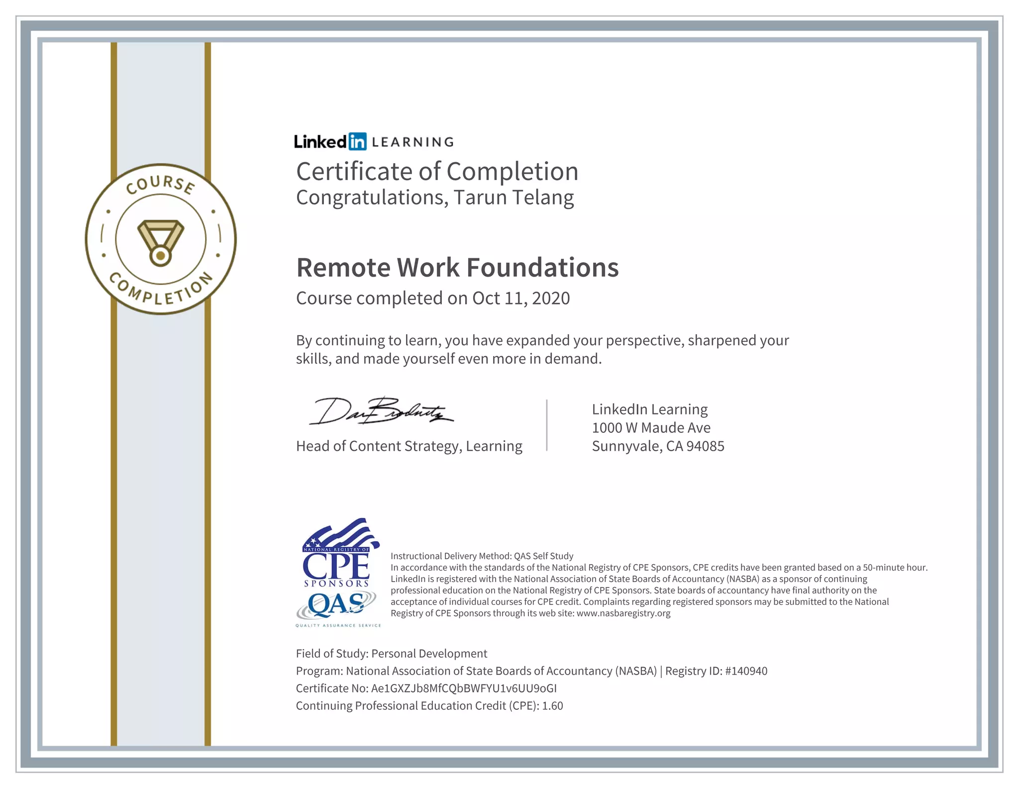 Certificate ofcompletion remote work foundations