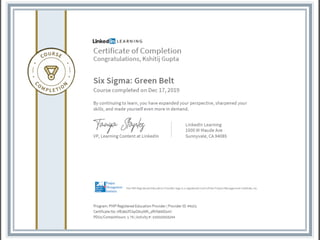 Certificate ofcompletion six sigma green belt - pmi