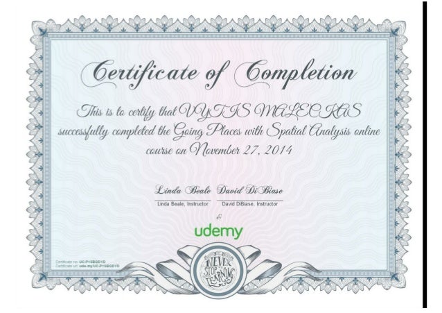 Certificate Of Completion Going Places With Spatial Analysis Course