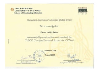 Certificate of course completion ccna semester one
