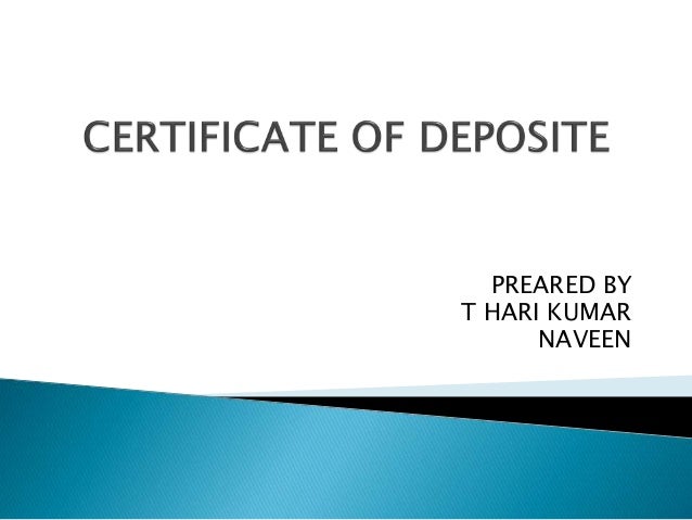 Certificate of Deposit Template
