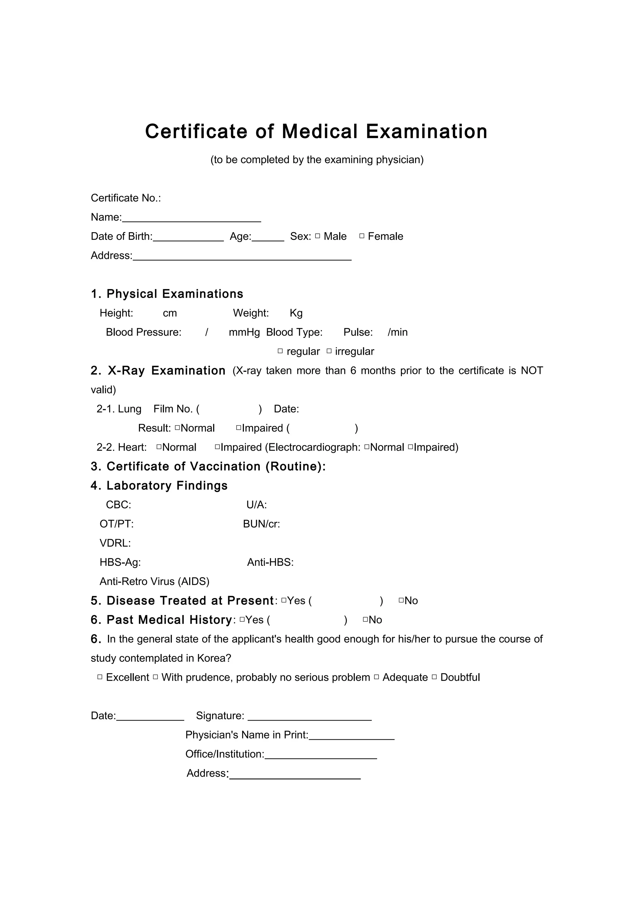 Certificate of medical examination[1] | DOC