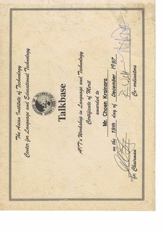 Certificate of Merit in Talkbase 