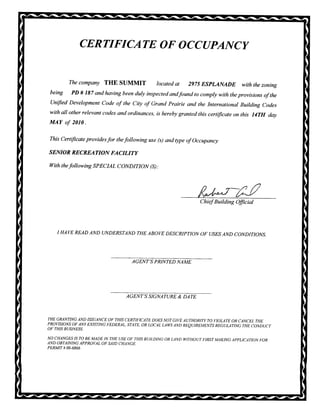 occupancy certificate