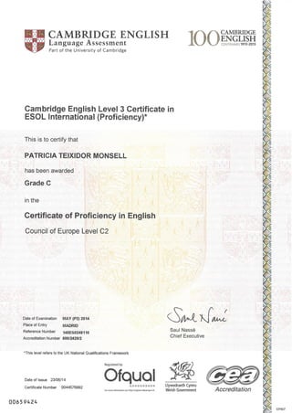 Certificate of proficiency in english (cpe)