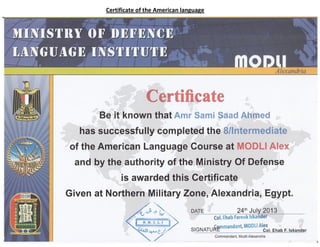 Certificate of the American language
 
