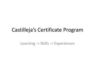 Castilleja’s Certificate Program Learning -> Skills -> Experiences 