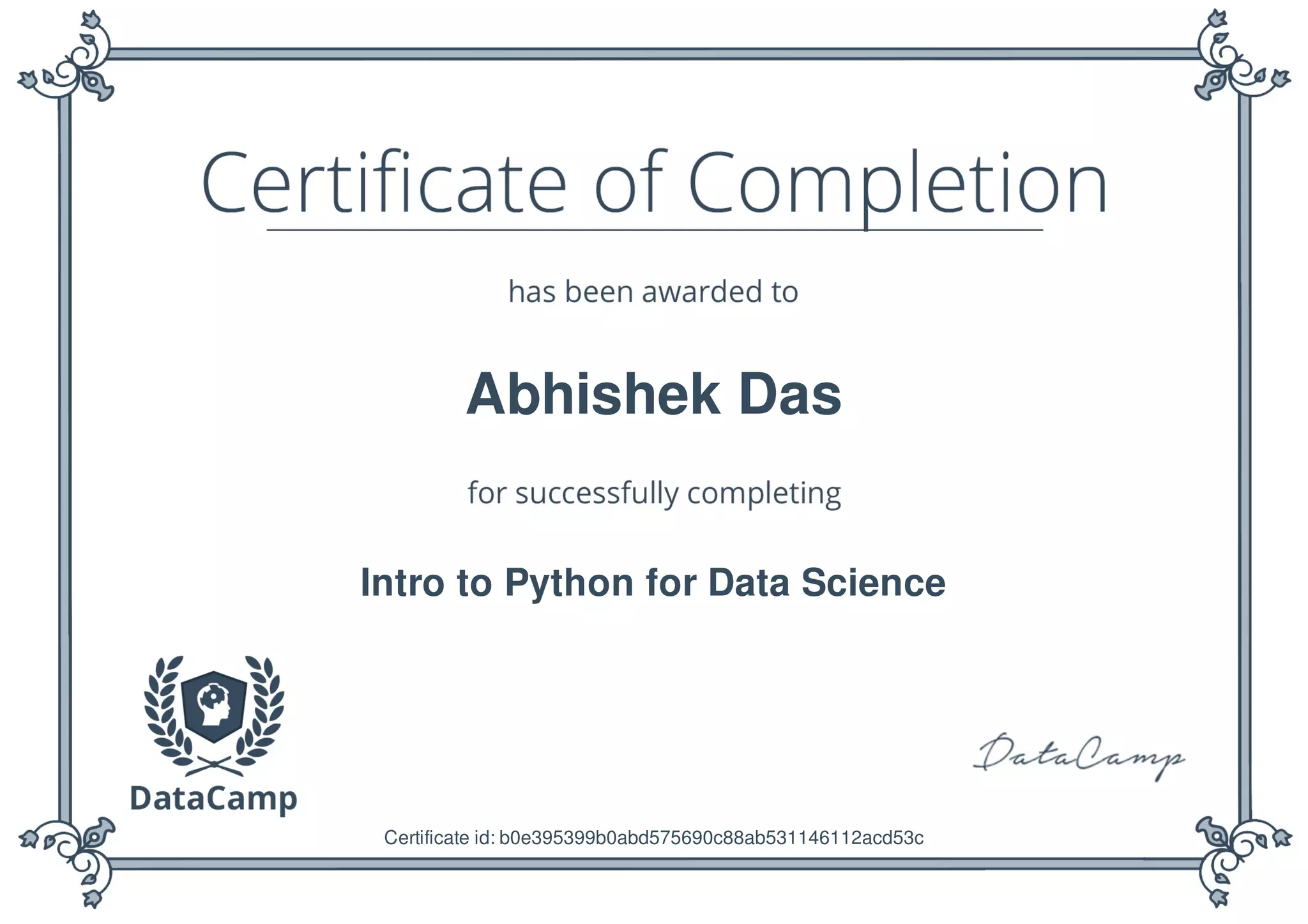 Certificate python for Data Science | PPT
