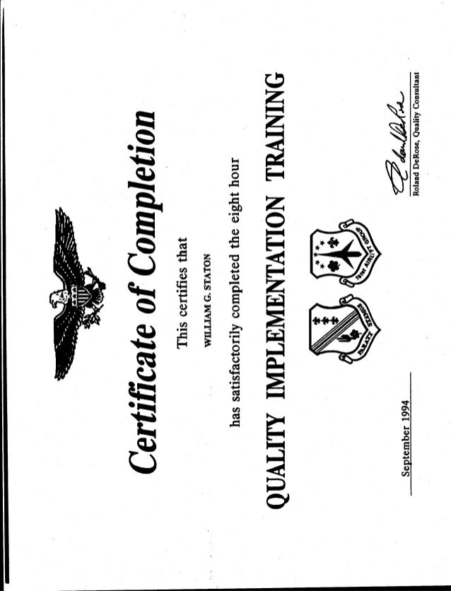 Certificate quality improvement training