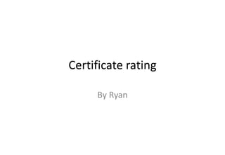 Certificate rating
By Ryan
 