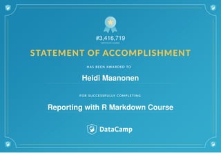 Certificate, Reporting with R Markdown course | PDF