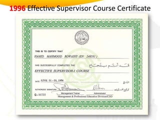 1996 Effective Supervisor Course Certificate 